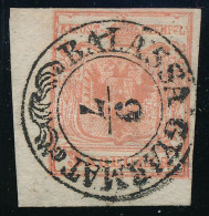 O 1850 3kr HP I. Típus, Sötét Rózsaszín, ívsarki Bélyeg, üreges Nyomat. Látványos Ritka Darab! / Type HP I., Dark Rose,  - Andere & Zonder Classificatie