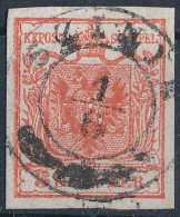 O 1850 3kr HP I.a Sötét Téglavörös, Vízjeles, ívszéli Nyomat / Type HP I.a Dark Brick Red With Watermark And Margin. "SZ - Sonstige & Ohne Zuordnung