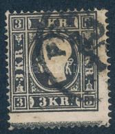 O 1858 3kr Fekete, Alul Andráskereszt Végződéssel / 3kr Black, With St. Andrew's Cross Part Below "PEST(H) Certificate:  - Sonstige & Ohne Zuordnung