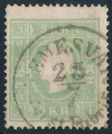 O 1858 3kr II. Sárgászöld / Yellowish Green "TEMESVÁR / Vorst.Fabrik" - Otros & Sin Clasificación