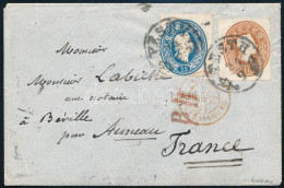 1861 Szép Kis Alakú Levél 10kr és 15k Bélyeggel Franciaországba Küldve / 10kr + 15kr On Cover To France "PESTH" - Otros & Sin Clasificación
