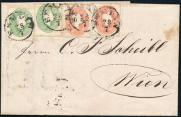 1862 2 X 3kr + 2 X 5kr Levélen / On Cover "SEMLIN" - Wien - Altri & Non Classificati