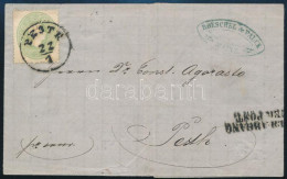 1863 3kr Zöld, Helyi Levélen / Green On Local Cover "PESTH" - Altri & Non Classificati