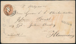 1863 Ajánlott 1861-es 10kr Díjjegyes Boríték ép 1863-as 10kr Díjkiegészítéssel / Registered 1861 10kr PS-cover With 1863 - Other & Unclassified