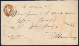 1863 Ajánlott 1861-es 10kr Díjjegyes Boríték ép 1863-as 10kr Díjkiegészítéssel / Registered 1861 10kr PS-cover With 1863 - Altri & Non Classificati