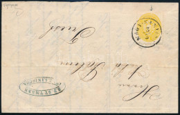 1864 2kr Sárga, Mélyen Benyúló Foglyukkal, Nyomtatványon Teljes Tartalommal / 2kr Yellow With Perforation Error On Print - Sonstige & Ohne Zuordnung