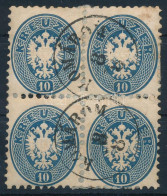 O 1864 10kr Négyestömb / Block Of 4 "KOMÁROM" Certificate: Ferchenbauer - Andere & Zonder Classificatie