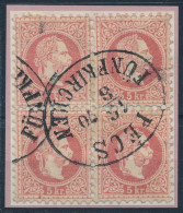 O 1867 5kr Négyestömb / Block Of 4 "PÉCS / FÜNFKIRCHEN" (ex Ryan) - Autres & Non Classés