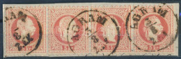 1867 5kr Vízszintes Négyescsík Kivágáson / Stripe Of 4 "AGRAM" - Altri & Non Classificati