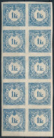 **, * 1898 Hírlapilleték Bélyeg 1kr 10-es Tömb (1 Bélyeg Falcos) / Newspaper Duty Stamp 1kr Block Of 10 (1 Stamp Is Hing - Autres & Non Classés