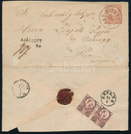 1872 Ajánlott 5kr Díjjegyes Boríték, Hátoldalán Réznyomat 5kr Párral Bérmentesítve / Registered 5kr PS-cover With 5kr Pa - Sonstige & Ohne Zuordnung