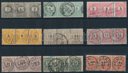 O 1889 9 Klf Hármascsík: Lemezösszefüggés, Lemezhibával. Magas Pontérték! / 9 Different Stripe Of 3: Plate Flaws Etc. - Sonstige & Ohne Zuordnung