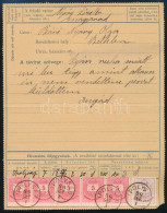 1889 35kr Díjjegyes Távirat 5kr ötöscsík Elfogazva + 2kr Bélyegekkel / 35kr PS-telegram With 5kr Shifted Stripe Of 5 + 2 - Other & Unclassified