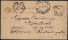 1900 2kr Díjjegyes Levelezőlap Turul 6f Díjkiegészítéssel Konstantinápolyba / 2kr PS-card With 6f Additional Franking "P - Autres & Non Classés