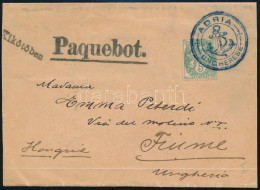 1902 Peterdi Hajóposta Címszalag Francia Kikötőből Fiumébe / Peterdy Sea Mail Wrapper To Fiume, Kék / Blue "ADRIA / UNGH - Altri & Non Classificati