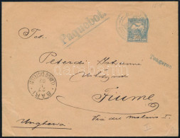 1902 Peterdi Hajóposta Levél Bariból Fiumébe / Peterdy Sea Mail Cover From Bari To Fiume, Kék / Blue "ADRIA / UNGHERESE" - Andere & Zonder Classificatie