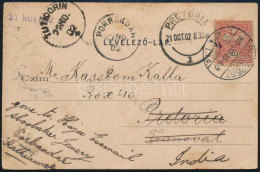 1902 Képeslap Turul 10f Bérmentesítéssel Nyomtatványként Dél-Afrikába Küldve, Onnan Továbbküldve Indiába / Postcard Used - Otros & Sin Clasificación