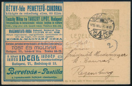 1908 Hirdetéses Levelezőlap Budapestről Regensburgba, Rigler 6 (Hodobay 150.000) / Advertising PS-card To Regensburg - Otros & Sin Clasificación