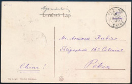 1909 TCV Képeslap Turul 5f Bérmentesítéssel Nyomtatványként Kínába Küldve / TCV Postcard Used As Printed Matter To Pekin - Otros & Sin Clasificación