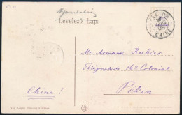 1909 TCV Képeslap Turul 5f Bérmentesítéssel Nyomtatványként Kínába Küldve / TCV Postcard Used As Printed Matter To Pekin - Autres & Non Classés