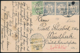 1912 Temesvári Képeslap 5 Db "FONAL" Céglyukasztású Turul Bélyeggel Délnyugat-Afrikába Küldve / Postcard With 5 Perfin S - Autres & Non Classés