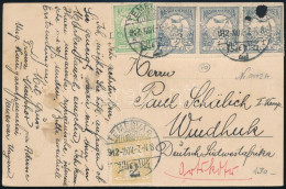 1912 Temesvári Képeslap 5 Db "FONAL" Céglyukasztású Turul Bélyeggel Délnyugat-Afrikába Küldve / Postcard With 5 Perfin S - Otros & Sin Clasificación