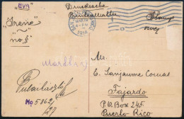 1914 TCV Képeslap Turul 2 X 2f + 1f Bérmentesítéssel Puerto Ricoba, Csak Az 1f Van Lebélyegezve! / TCV Postcard With 2 X - Autres & Non Classés