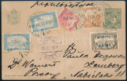 1918.07.12. Légi Díjkiegészített Díjjegyes Levelezőlap Repülőposta Bélyeggel / Airmail PS-card With Mi 211 And 4 Other S - Andere & Zonder Classificatie