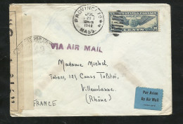 USA Lettre Par Avion Province Texas 29/07/1941 Pour Villeurbanne PA N°25 Censuré Par Autorité Allemande Cachet "L"  B/TB - 2c. 1941-1960 Brieven