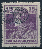 ** Debrecen I. 1919 Károly 15f Fekete Eltolódott Felülnyomással / Mi 38b With Shifted Overprint. Signed: Bodor - Autres & Non Classés