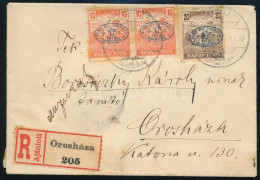 1919 Orosházán Feladott Helyi Ajánlott Levél 8 Db Debreceni Bélyeggel / Registered Local Cover With 8 Stamps. Signed: Bo - Autres & Non Classés
