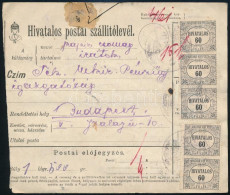 1921 Hivatalos Postai Szállítólevél 27 Db Hivatalos Bélyeggel, Közte Hármaslyukasztások (2 Bélyeg Sérült) / Parcel Card  - Altri & Non Classificati