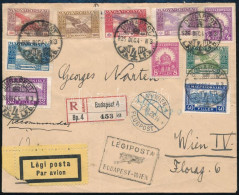 1926 Ajánlott Légi Levél Bécsbe Ikarusz és Pengő-fillér Vegyes Bérmentesítéssel Registered Airmail Cover To Vienna With  - Otros & Sin Clasificación