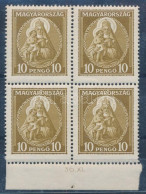 ** 1932 Nagy Madonna 10P ívszéli Négyestömb (120.000) / Mi 487 Margin Block Of 4 - Altri & Non Classificati