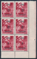 ** Nagyvárad I. 1945 Szt. Margit 3P/30f ívsarki 6-os Tömb, I., II. és III. Típusok (187.000) (ránc) / 3P/30f Block Of 6, - Altri & Non Classificati