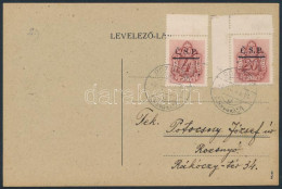 Rozsnyó 1945 Helyi Portózott Levelezőlap / Local Postcard With Postage Due Stamps. Signed: Bodor - Andere & Zonder Classificatie