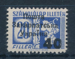 ** Ungvár II. 1945 Számolólap Illeték 40/20f (90.000) Signed: Bodor - Other & Unclassified