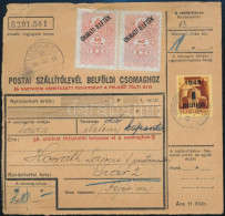 1945 (3. Díjszabás) Kedvezményes Csomagszállító 20 Kg-ig Postai Alkalmazottnak, 3 Db Okmánybélyeggel / Discounted Parcel - Altri & Non Classificati