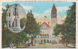 Albany N.Y. City Hall Schuyler Monument Gl1936 #204.115 - Autres & Non Classés