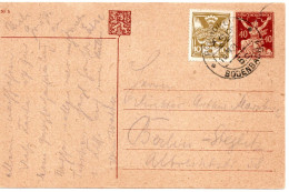 77191 - Tschechoslowakei - 1921 - 40h Allegorie GAKte M ZusFrankatur PODMOKLY -> Deutschland - Covers & Documents