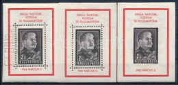 **, O 1953 Sztálin Vágott Blokk és 2 Db Fogazott Blokk, Az Egyik Alkalmi Bélyegzéssel (62.000) / Mi Block 23 Imperforate - Autres & Non Classés