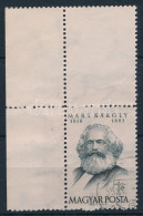 O 1953 Karl Marx ívszéli Bélyeg Felső üres Mezővel / Mi 1305 With Blank Field - Otros & Sin Clasificación