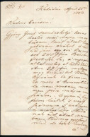 1853 Deák Ferenc (1803-1876) államférfi, Miniszter Autográf Levele Kehidai Birtokáról Bécsbe. A Címzett Kis(s) Lajos Hiv - Sonstige & Ohne Zuordnung