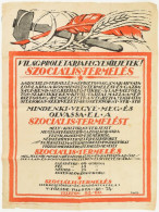 1919 Végh Gusztáv (1889-1973): "Világproletárjai Egyesüljetek! Szociális Termelés. A Szociális Termelés Népbiztosságának - Andere & Zonder Classificatie