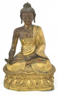 Delcampe - Sákjamuni Buddha. Tibet, 19. Sz Vége, Aranyozott Rézlemez, Sérült, Hiányos, M: 26 Cm - Other & Unclassified
