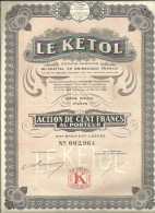 Action 20 - Pétrole Le Kétol - 100 Francs 1926 - Aardolie