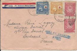 HAITI LETTRE PAR AVION ( ETIQUETTE COMPLETE ) 65c PORT AU PRINCE POUR BORDEAUX ( GIRONDE ) DE 1948 + TAMP.  LETTRE COVER - Haití