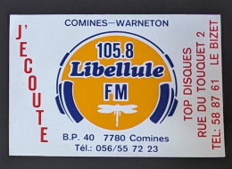 AUTOCOLLANT LIBELLULE FM - COMINES-WARNETON - TOP DISQUES LE BIZET - BELGIQUE BELGIË BELGIUM - Adesivi