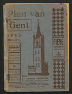 PLAN VAN GENT * MET UITKLAPBAAR STADSPLAN * 1943 * VEEL RECLAME * KAFT = TEKENING VERBAERE * ZIE BESCHRIJVING - Europe