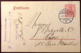 Allemagne, Entier Carte - BERLIN W 4.1.1911 - (N369) - Tarjetas